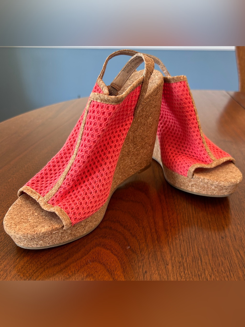 Summer Wedge Sandals, Coral / Bright Pink, Cork, Splendid Brand